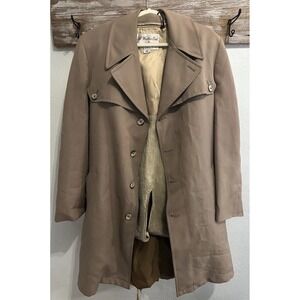 Grais Everyday Trench Coat Men's 42 Tan Removable Faux Fur Liner USA 1970s VNT